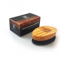 Military Hair Brush with Pure Black Bristle (Olive Wood)